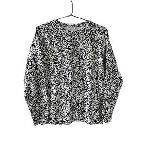 Athleta Womens Pullover Balance Animal Print Long Sleeve Black Size XS